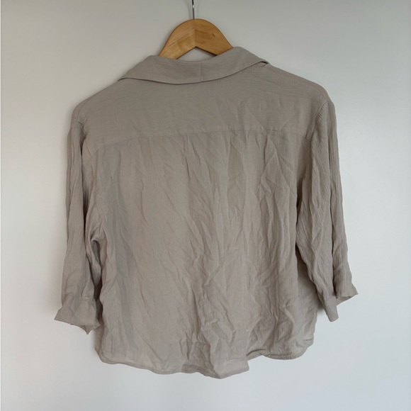 🇨🇦 BABATON 20” PTP Viscose Cropped Collared Button-Up Top, Cream, Size Small. - Picture 7 of 11